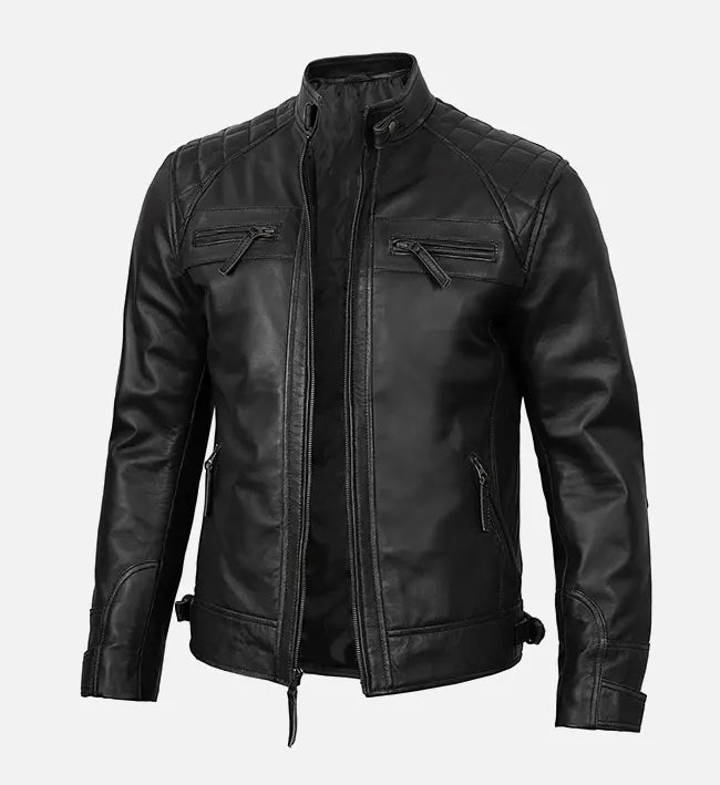 mens black cafe racer jacket
