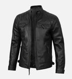 mens black cafe racer jacket
