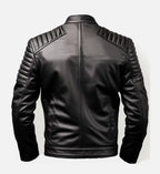 mens black cafe racer leather jacket