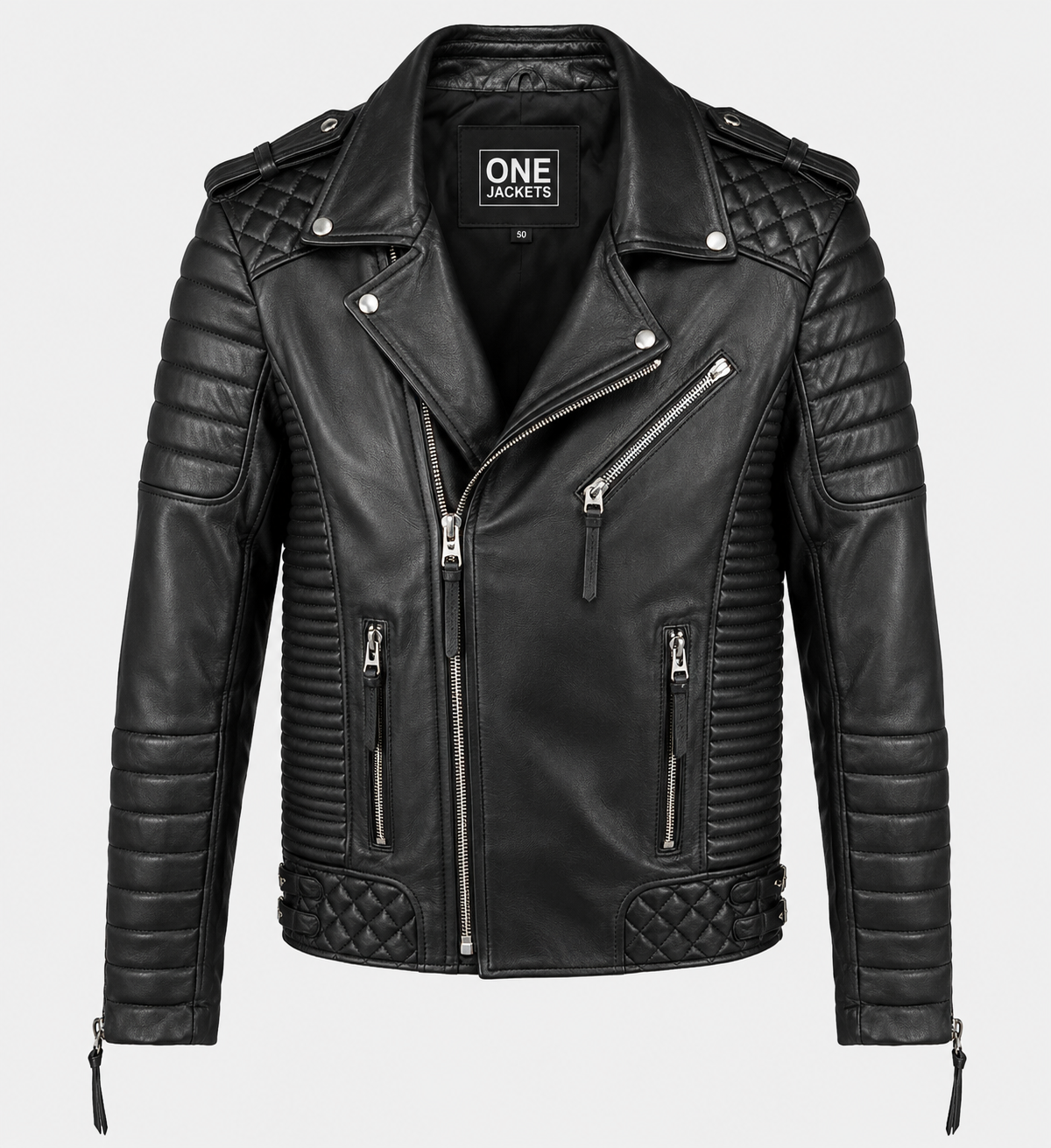 Men's Classic Black Biker Leather Jacket