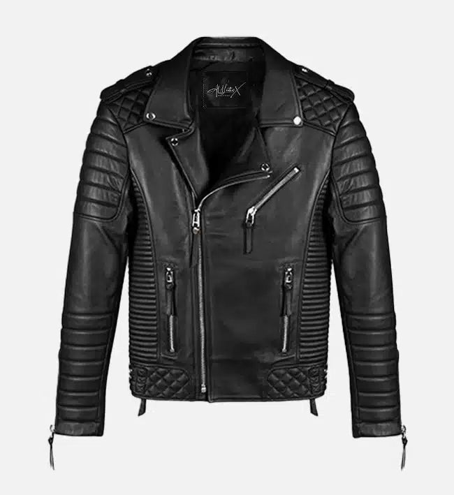 mens black classic biker leather jacket