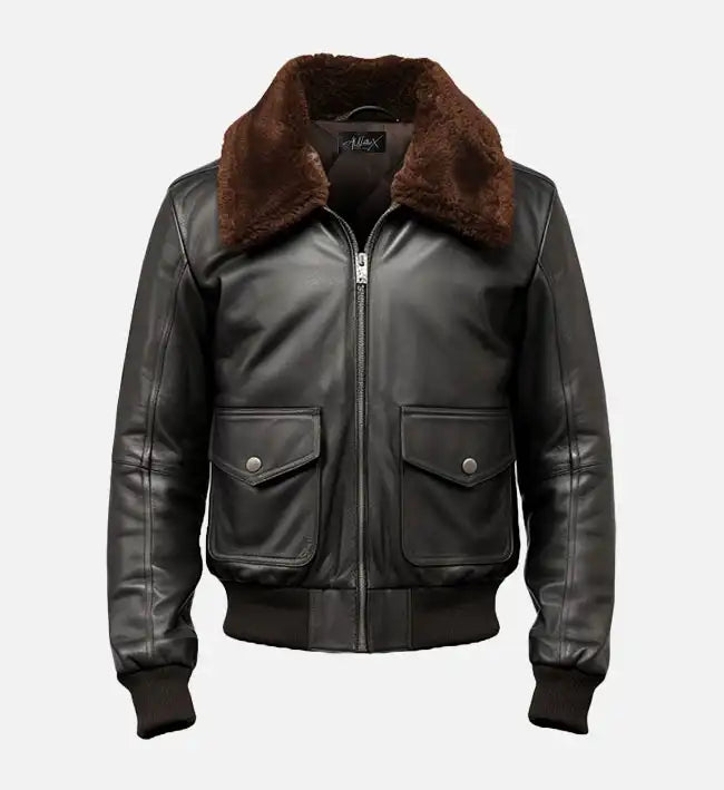 mens black g1 aviator leather jacket
