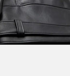 minimal black leather biker jacket for men
