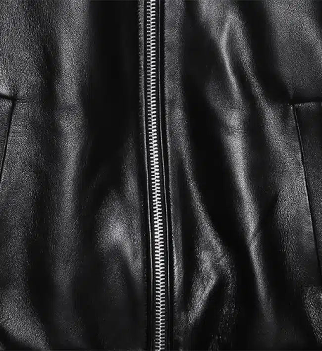 mens black minimal leather jumper jacket
