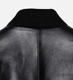 mens black minimal leather jumper jacket
