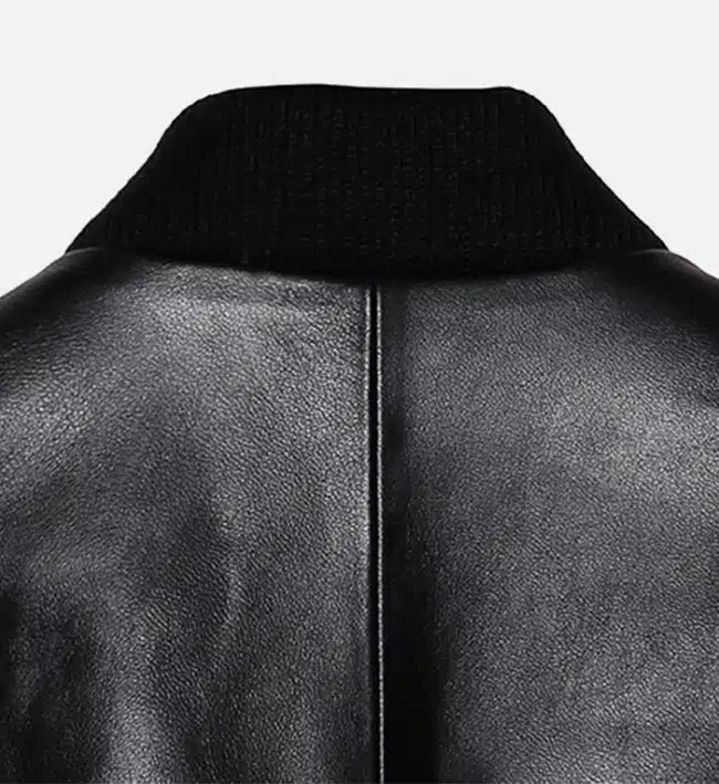 mens black minimal leather jumper jacket
