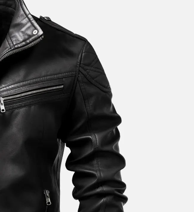 mens black oliver moto biker leather jacket
