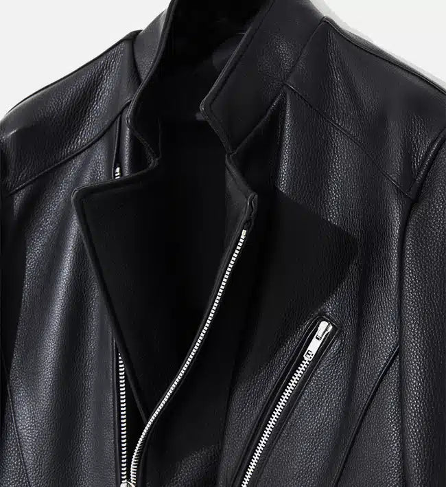 mens collar edge black rider jacket
