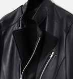 mens collar edge black rider jacket

