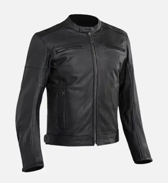 mens black slim fit stylish leather jacket
