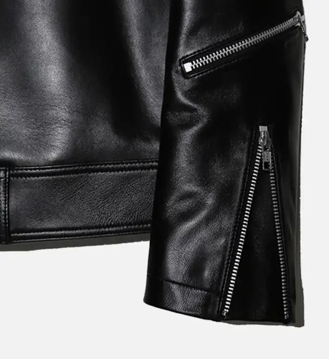 black biker leather jacket for men