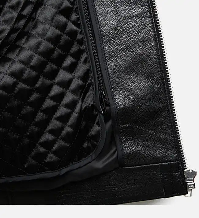black biker leather jacket for men