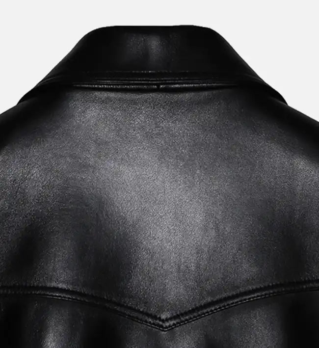 mens black western biker leather jacket