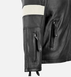 mens black white slim fit leather jacket