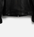 mens black zip up biker leather jacket