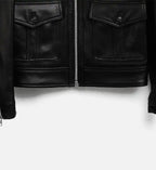 black biker leather jacket with zip up for men