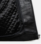 mens black zip up biker leather jacket