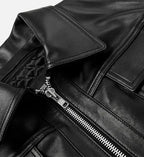 mens zip up black leather jacket
