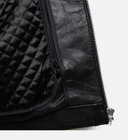 mens all black zipper biker leather jacket
