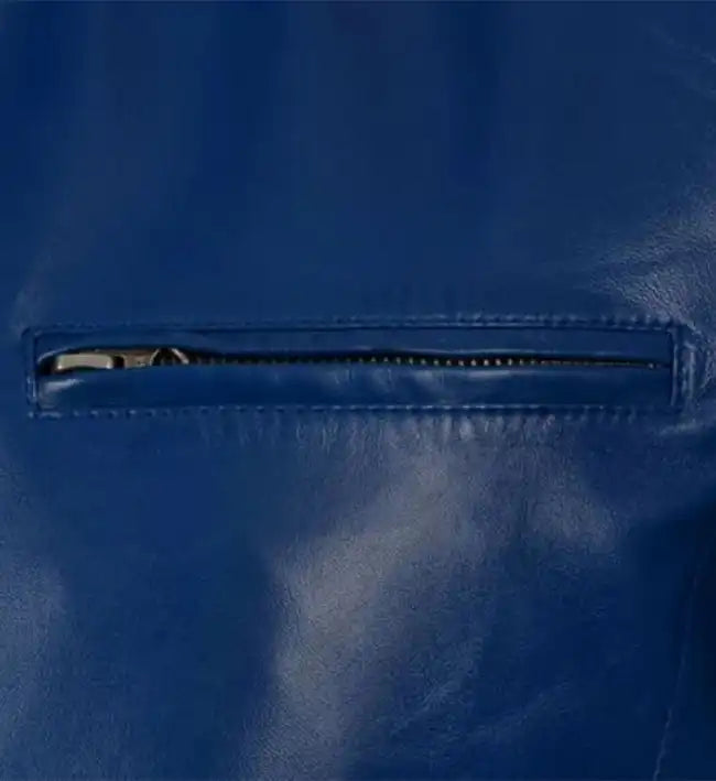 mens blue rich leather jacket