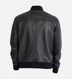 mens bomber black leather jacket
