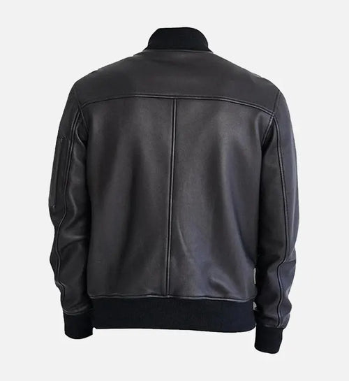 mens bomber black leather jacket
