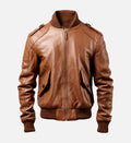 mens bomber brown leather jacket
