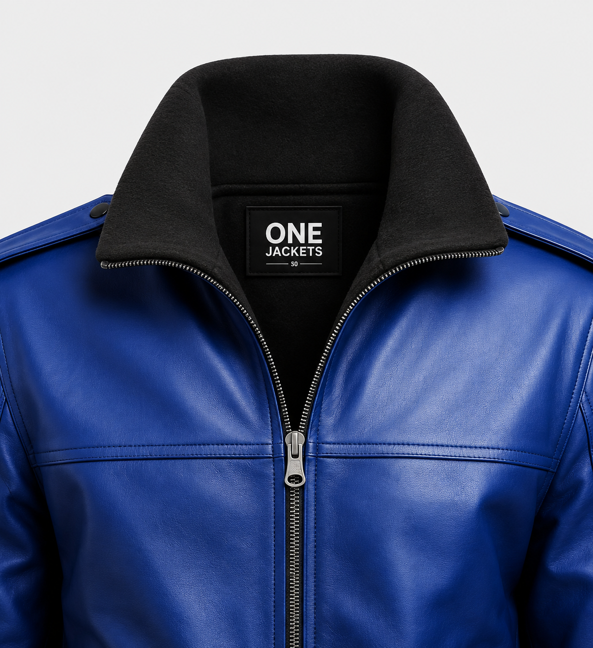 Mens Aviator Blue Leather Bomber Jacket