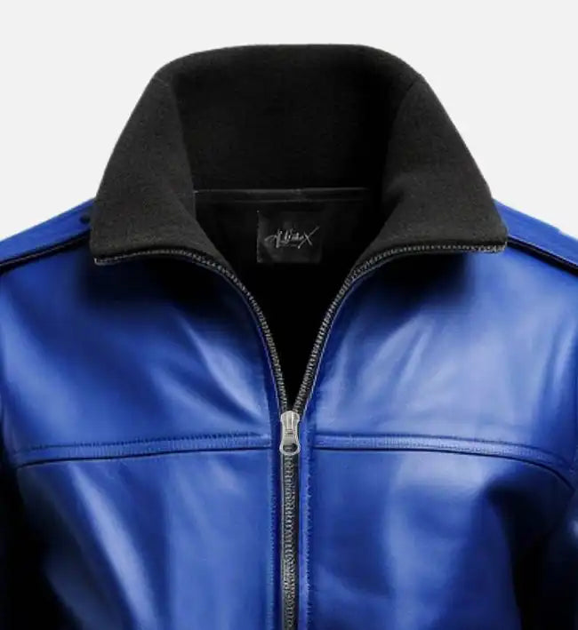 mens bomber jacket aviator blue leather