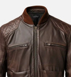 mens bomber jacket coffee brown leather