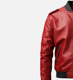 mens bomber jacket red stylish leather