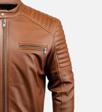 mens brown cafe racer leather jacket