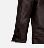 mens brown cafe racer regular fit leather jacket