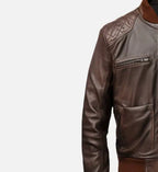 mens brown coffee bomber leather jacket