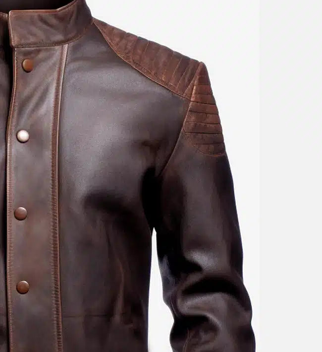 mens brown distressed daniel leather jacket