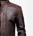 mens brown distressed daniel leather jacket