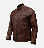 mens brown hudson moto biker leather jacket