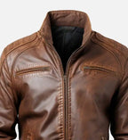mens brown jordan leather bomber jacket