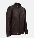 mens moto brown biker leather jacket