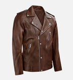 mens brown spanish biker leather jacket