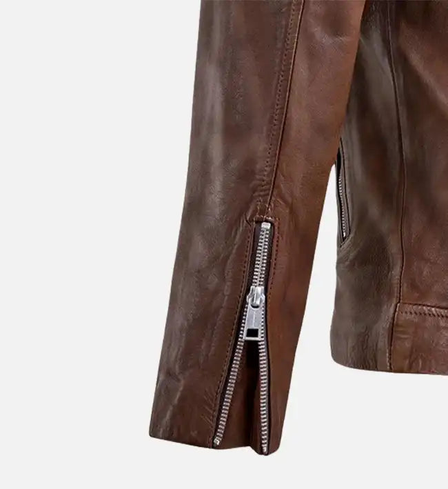 mens brown spanish biker leather jacket