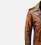 mens brown vintage biker leather jacket