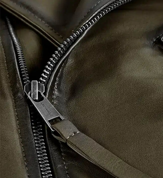 mens burnt olive charles leather jacket