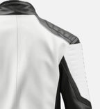 mens cafe racer black white leather jacket