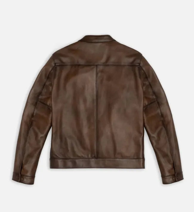 mens cafe racer brown leather jacket