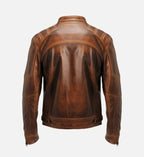 mens cafe racer brown leather jacket