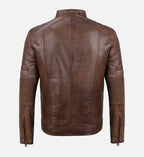 mens cafe racer coffee brown leather jacket
