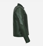 mens cafe racer dark green leather jacket
