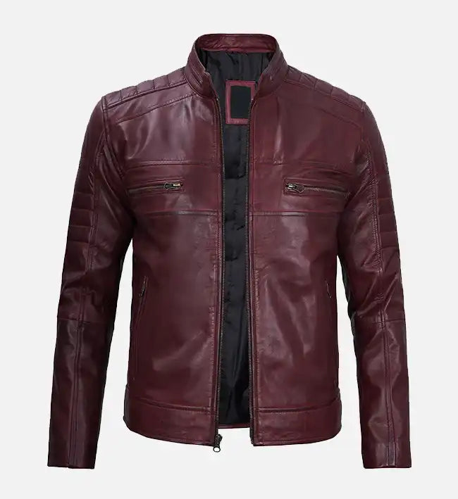 mens cafe racer jacket maroon leather