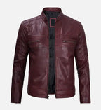 mens cafe racer jacket maroon leather